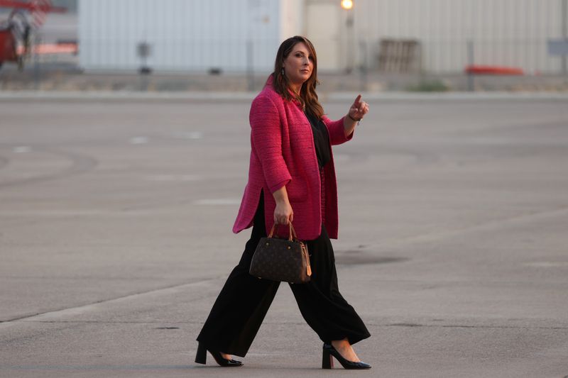 &copy; Reuters. FILE PHOTO: Republican National Committee (RNC) Chair Ronna McDaniel walks on the tarmac after arriving with U.S. President Donald Trump aboard Air Force One in Reno, Nevada, U.S., September 12, 2020. REUTERS/Jonathan Ernst