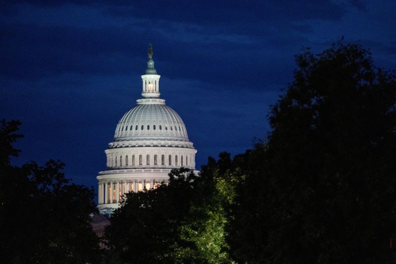 &copy; Reuters. A general view of the U.S. Capitol after United States Vice President Kamala Harris, voted on the Senate floor to break the 50-50 tie to proceed to the Inflation Reduction Act on Capitol Hill in Washington, D.C., U.S. August 6, 2022. REUTERS/Ken Cedeno