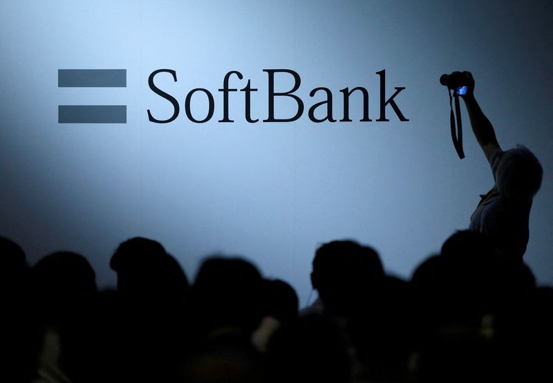 &copy; Reuters. FILE PHOTO: The logo of SoftBank Group Corp is displayed at SoftBank World 2017 conference in Tokyo, Japan, July 20, 2017. REUTERS/Issei Kato/File Photo  