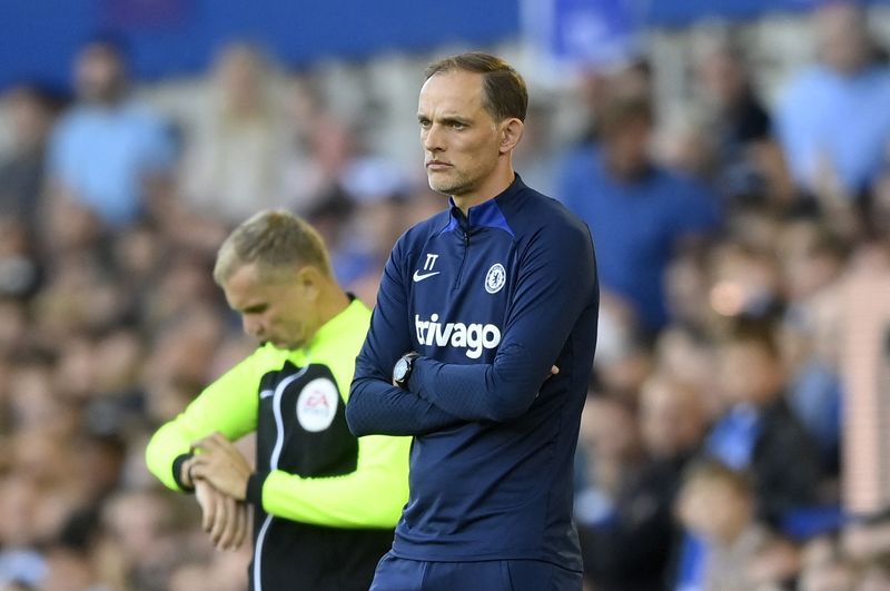 &copy; Reuters. Thomas Tuchel durante partida do Chelsea contra o Everton pelo Campeonato Inglês
06/08/2022 REUTERS/Toby Melville