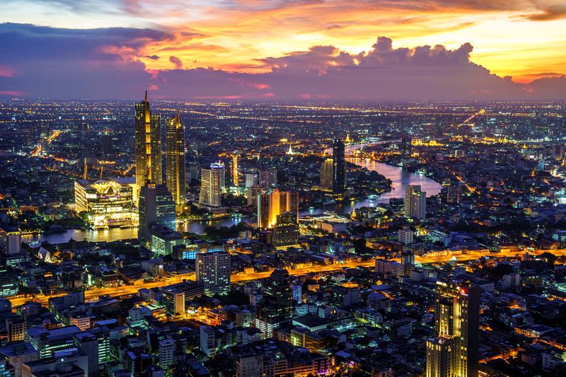 &copy; Reuters. FILE PHOTO: The skyline with twilight is photographed during sunset in Bangkok, Thailand, June 2, 2021. REUTERS/Athit Perawongmetha