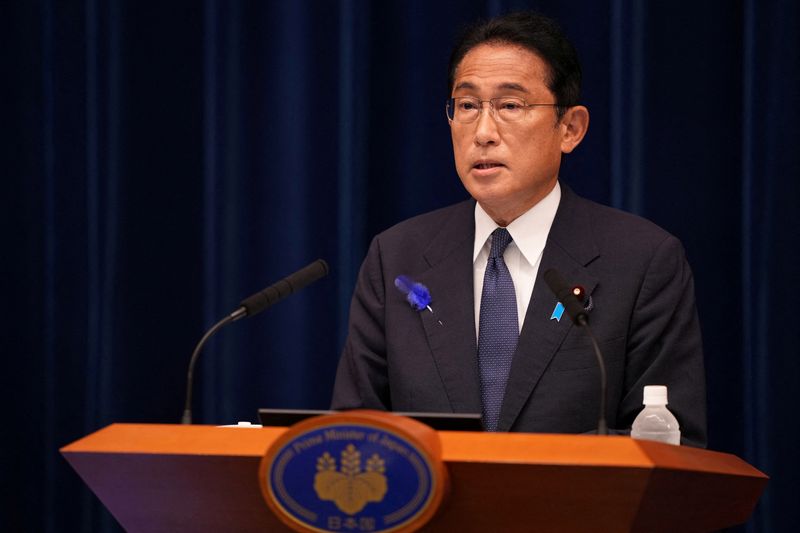 &copy; Reuters. Primeiro-ministro do Japão, Fumio Kishida, durante pronunciamento em sua residência oficial em Tóquio
14/07/2022 Xinhua/Zhang Xiaoyu/Pool via REUTERS