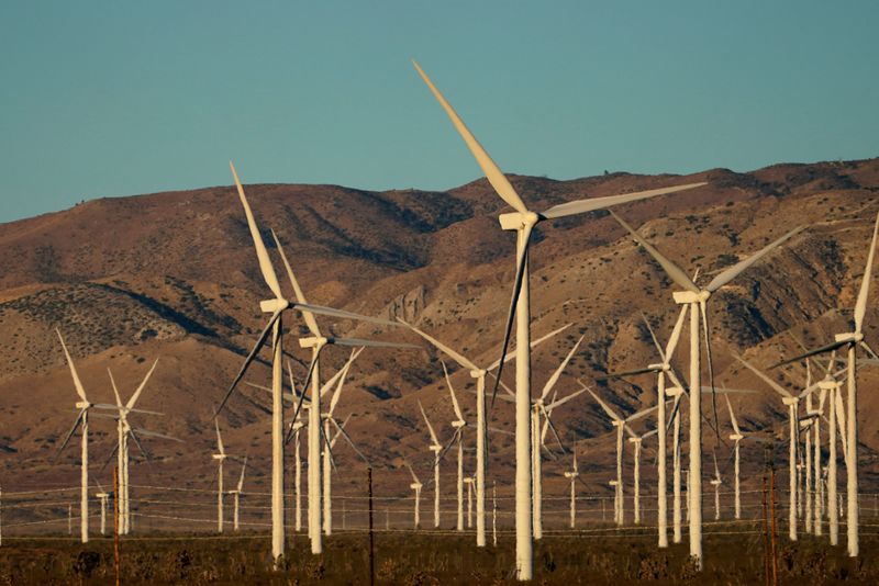 &copy; Reuters. FILE PHOTO: A wind farm is shown in Movave, California, U.S., November 8, 2019.  REUTERS/Mike Blake/File Photo/File Photo