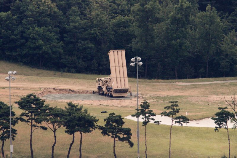 &copy; Reuters. FILE PHOTO: A Terminal High Altitude Area Defense (THAAD) interceptor is seen in Seongju, South Korea, June 13, 2017. Picture taken on June 13, 2017.  REUTERS/Kim Hong-Ji