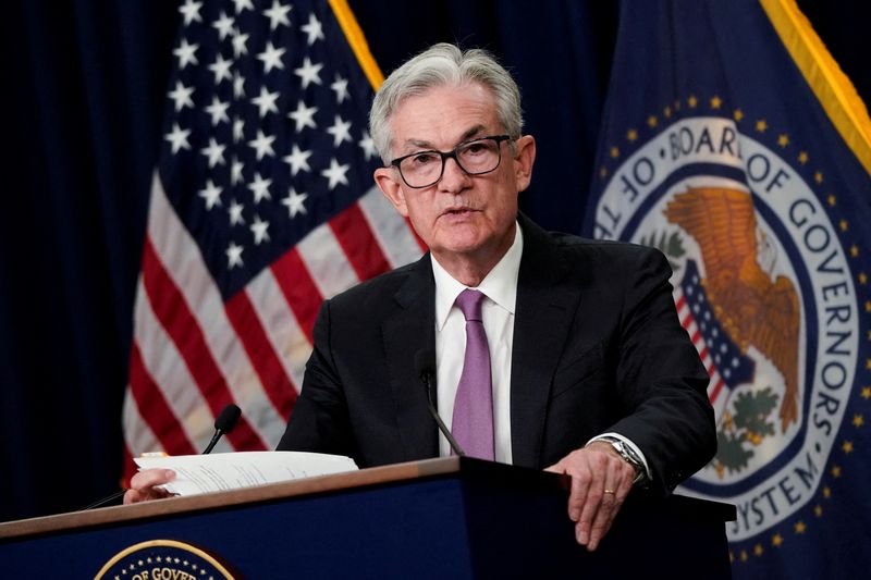 &copy; Reuters. FILE PHOTO: Federal Reserve Board Chairman Jerome Powell speaks during a news conference following a two-day meeting of the Federal Open Market Committee (FOMC) in Washington, U.S., July 27, 2022. REUTERS/Elizabeth Frantz/File Photo