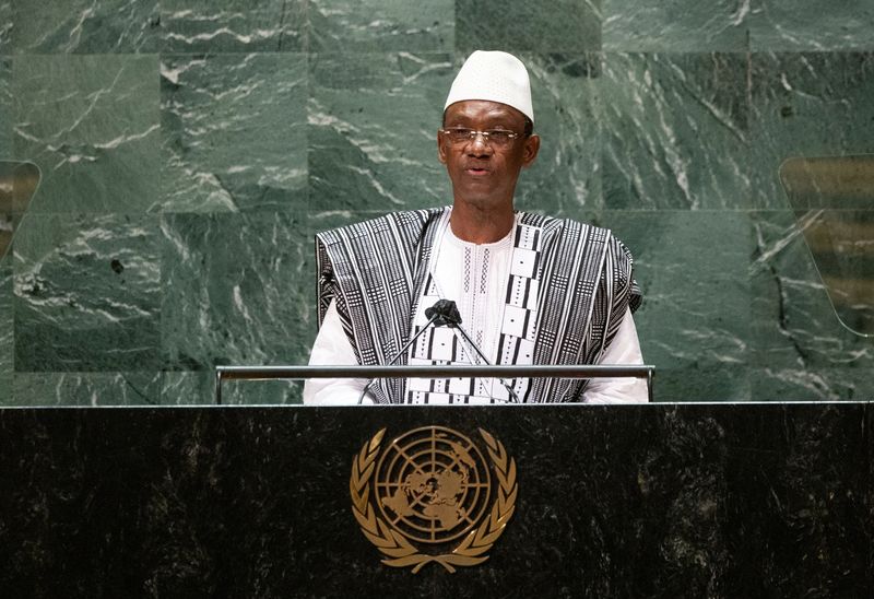 &copy; Reuters. FILE PHOTO: Mali's Prime Minister Choguel Maiga addresses the 76th session of the United Nations General Assembly at the U.N. Headquarters in New York City, U.S., September 25, 2021. Kena Betancur/Pool via REUTERS/File Photo