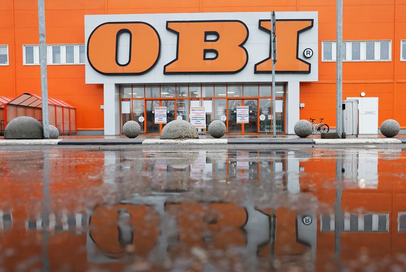 &copy; Reuters. FILE PHOTO: The logo of the German home-improvement chain OBI is seen at a closed store in Moscow, Russia April 11, 2022. REUTERS/Maxim Shemetov