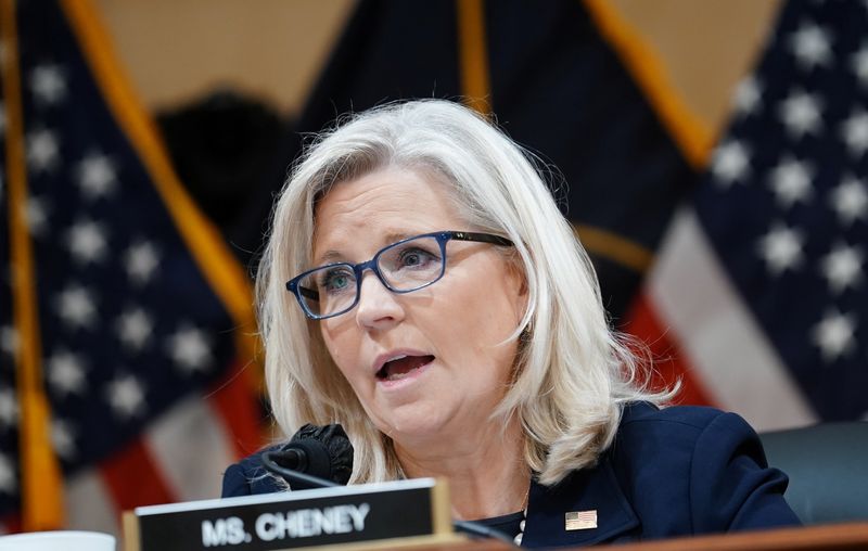 &copy; Reuters. FILE PHOTO - Committee Vice Chair Rep. Liz Cheney (R-WY) attends the third of eight planned public hearings of the U.S. House Select Committee to investigate the January 6 Attack on the United States Capitol, on Capitol Hill in Washington, U.S. June 16, 2
