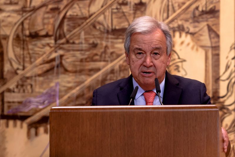 © Reuters. FOTO DE ARCHIVO- Secretario General de la ONU Antonio Guterres habla durante una ceremonia en Estambul, Turquía 22 de julio del 2022. REUTERS/Umit Bektas