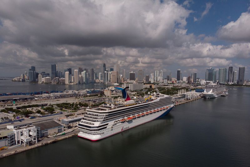 &copy; Reuters. The Carnival cruise ship Sunrise is seen docked at Miami Port, in Miami, Florida, U.S., June 18, 2022. Picture taken with a drone. REUTERS/Marco Bello/File Photo