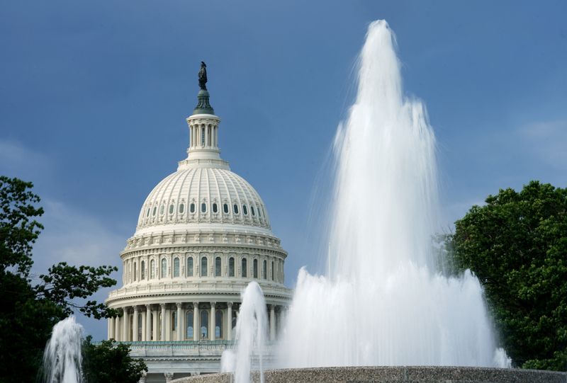 &copy; Reuters. FILE PHOTO: The dome of the U.S. Capitol is seen beyond a fountain on the day the House of Representatives returns from its August recess to vote on the Senate-passed H.R. 6376, the "Inflation Reduction Act of 2022" in Washington, U.S., August 12, 2022. R