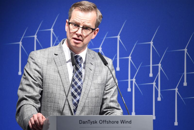 &copy; Reuters. FILE PHOTO: Swedish Minister for Enterprise and Innovation Mikael Damberg delivers his speech during the opening ceremony in Hamburg of the Dan Tysk offshore wind farm, located 70 km (43.5 miles) west of the German island of Sylt in the North Sea, April 3