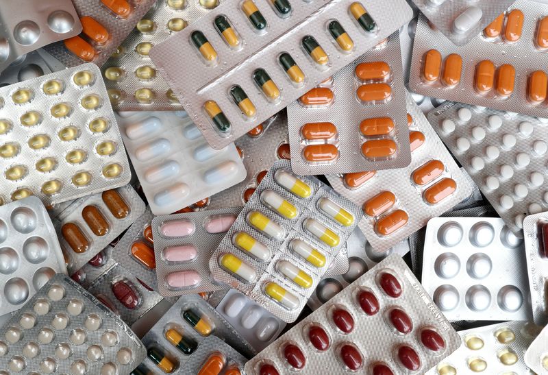 &copy; Reuters. FILE PHOTO: Illustration photo shows various medicine pills in their original packaging in Brussels, Belgium August 9, 2019.   REUTERS/Yves Herman/Illustration/File Photo
