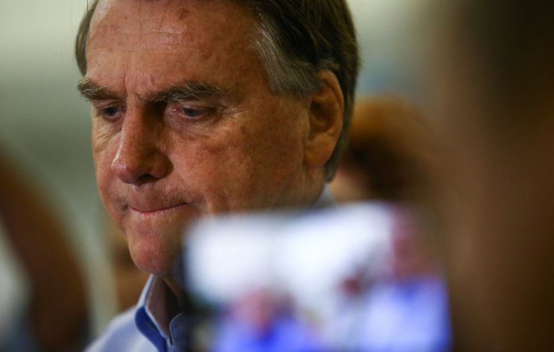 &copy; Reuters. Presidente e candidato à reeleição Jair Bolsonaro durante ato de campanha em São José dos Campos (SP)
18/08/2022
REUTERS/Carla Carniel