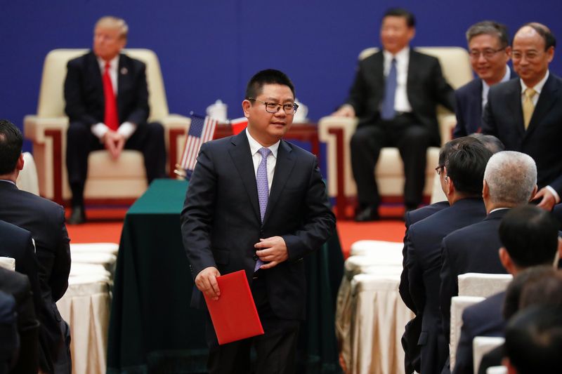 &copy; Reuters. FILE PHOTO: Wang Junjin, chairman of Juneyao, attends signing ceremony and meeting of business leaders with with U.S. President Donald Trump and China's President Xi Jinping at the Great Hall of the People in Beijing, China November 9, 2017. REUTERS/Damir