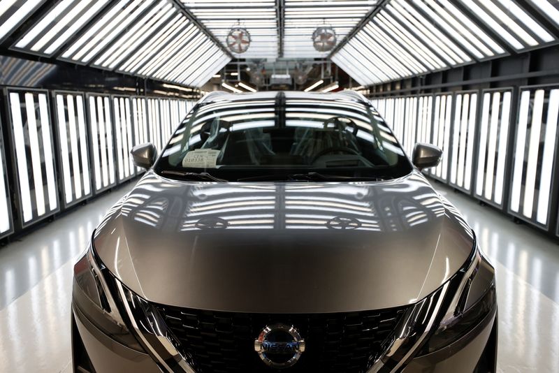 &copy; Reuters. FILE PHOTO: A Nissan Qashqai is seen ahead of a news conference, on the production line of Nissan's Sunderland plant in Sunderland, Britain, July 1, 2021. REUTERS/Phil Noble