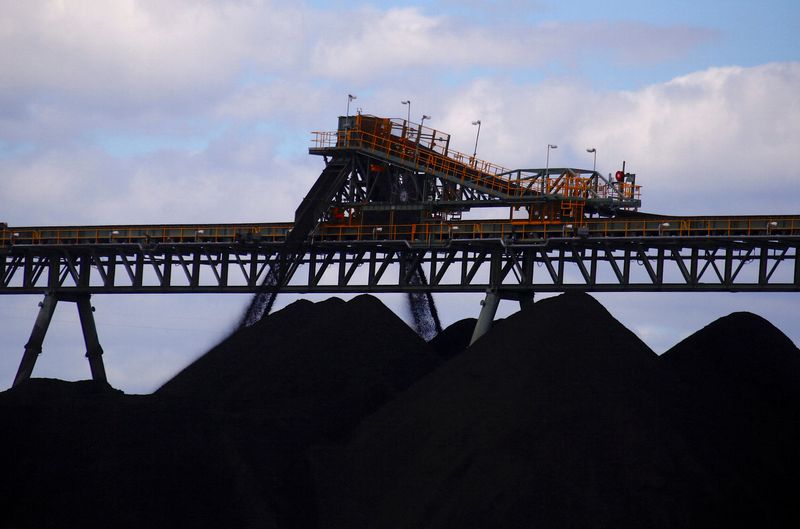 &copy; Reuters. FILE PHOTO: Coal is unloaded onto large piles at the Ulan Coal mines near the central New South Wales rural town of Mudgee in Australia, March 8, 2018. REUTERS/David Gray