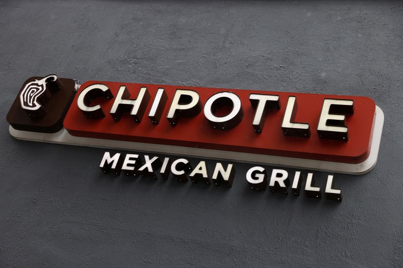 &copy; Reuters. FILE PHOTO: The logo of Chipotle is seen on one of their restaurants in Manhattan, New York City, U.S., February 7, 2022. REUTERS/Andrew Kelly