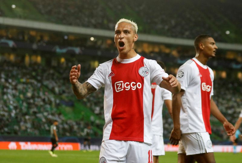 &copy; Reuters. Antony comemora gol do Ajax
 15/9/2021  REUTERS/Pedro Nunes