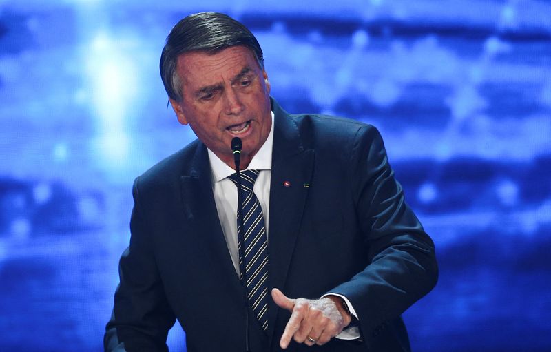 &copy; Reuters. Presidente Jair Bolsonaro durante debate entre candidatos à Presidência
28/08/2022
REUTERS/Carla Carniel