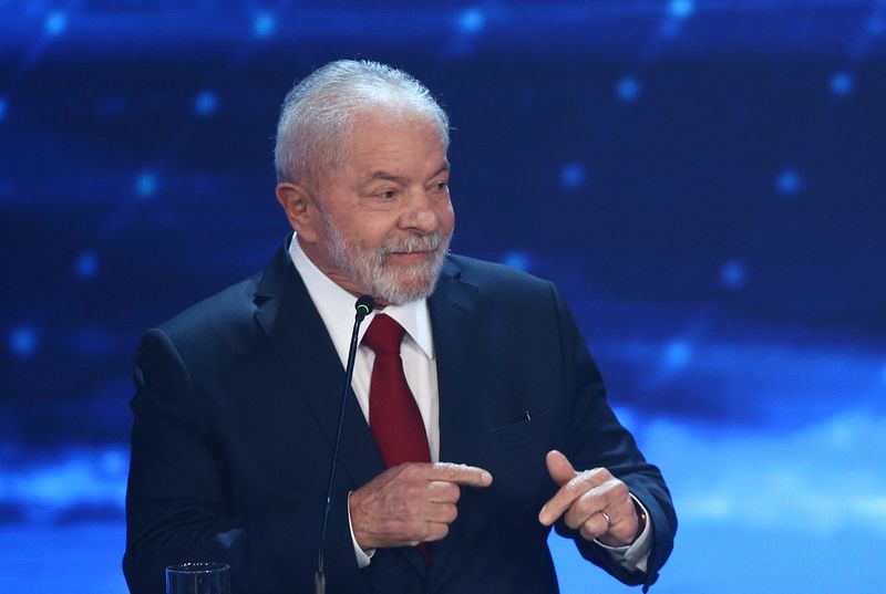 &copy; Reuters. Ex-presidente Luiz Inácio Lula da Silva durante debate entre candidatos a presidente nos estúdios da Band TV em São Paulo
28/08/2022 REUTERS/Carla Carniel