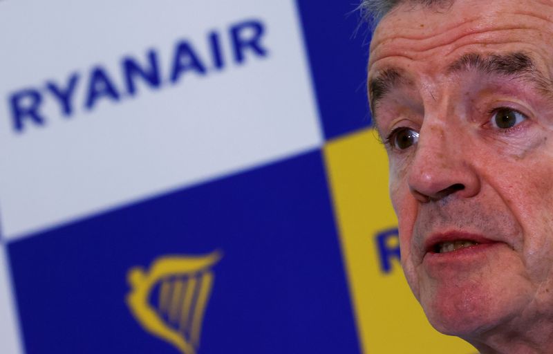 &copy; Reuters. FILE PHOTO: Ryanair CEO Michael O'Leary holds a news conference on EU climate change policies, in Brussels, Belgium June 14, 2022. REUTERS/Yves Herman
