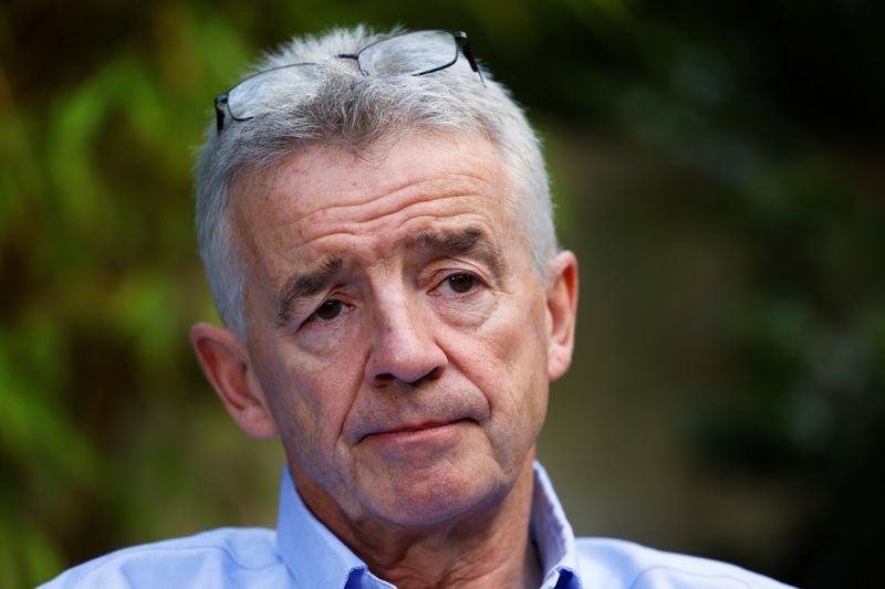 &copy; Reuters. FILE PHOTO: Ryanair CEO Michael O'Leary looks on during an interview with Reuters before holding a news conference on EU climate change policies, in Brussels, Belgium June 14, 2022. REUTERS/Yves Herman