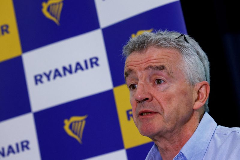 &copy; Reuters. FILE PHOTO: Ryanair CEO Michael O'Leary holds a news conference on EU climate change policies, in Brussels, Belgium June 14, 2022. REUTERS/Yves Herman