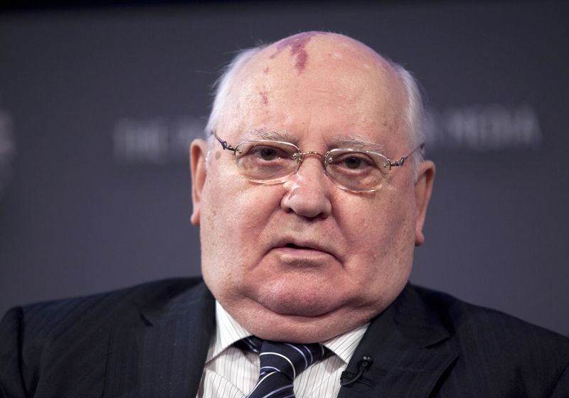 &copy; Reuters. FILE PHOTO: Former Soviet Union President Mikhail Sergeyevich Gorbachev speaks on a panel after the screening of "Cold War", a documentary chronicling the events that fuelled the war between the United States and the Soviet Union, at the Paley Center for 