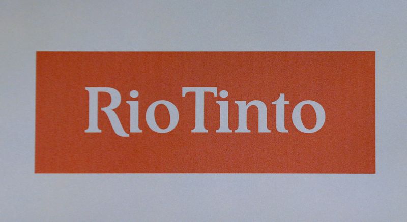 &copy; Reuters. The Rio Tinto mining company's logo is photographed at their annual general meeting in Sydney, Australia, May 4, 2017. REUTERS/Jason Reed