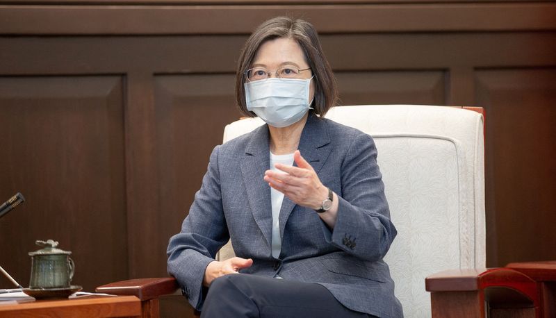 &copy; Reuters. رئيسة تايوان تساي إينج وين‭ تتحدث في تايبه يوم 23 أغسطس آب 2022. صورة لرويترز من مكتب الرئاسة التايوانية. (يحظر إعادة بيع الصورة أو الاحتفاظ بها