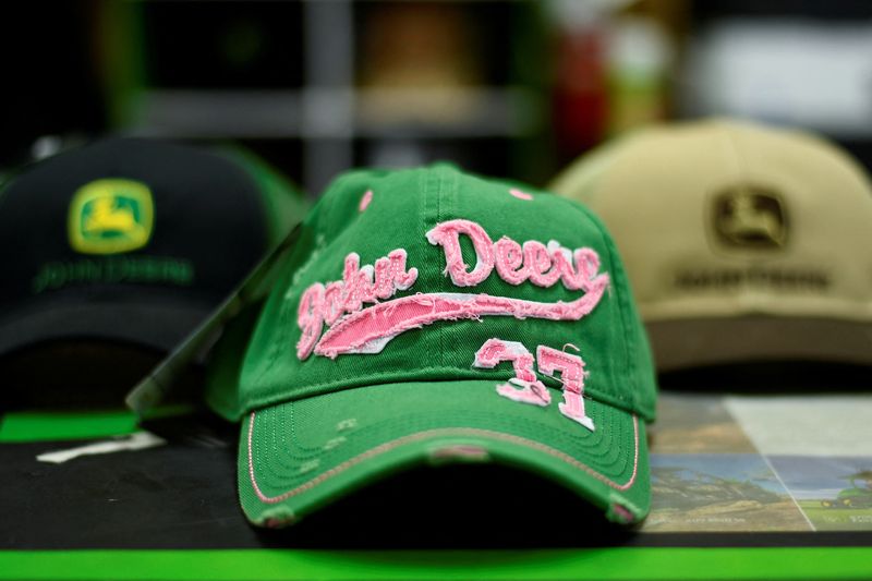 &copy; Reuters. FILE PHOTO: A hat with the words John Deere is seen for sale at a dealership in Taylor, Texas, U.S., February 16, 2017. Picture taken February 16, 2017. REUTERS/Mohammad Khursheed/File Photo