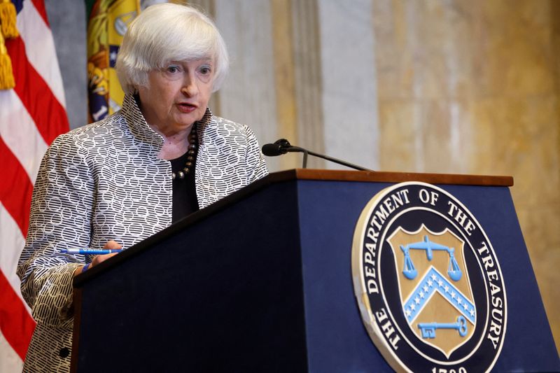 &copy; Reuters. FILE PHOTO: U.S. Treasury Secretary Janet Yellen holds a news conference in the Cash Room at the U.S. Treasury Department in Washington, U.S. July 28, 2022. REUTERS/Jonathan Ernst