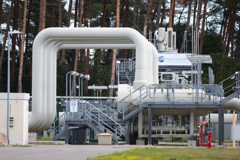 © Reuters. View towards Nord Stream 1 Baltic Sea pipeline and the transfer station of the Baltic Sea Pipeline Link in the industrial area of Lubmin, Germany, August 30, 2022. REUTERS/Lisi Niesner