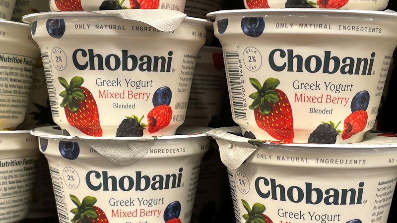&copy; Reuters. FILE PHOTO: Greek-yogurt maker Chobani is shown for sale in a grocery store in San Diego, California. REUTERS/Mike Blake