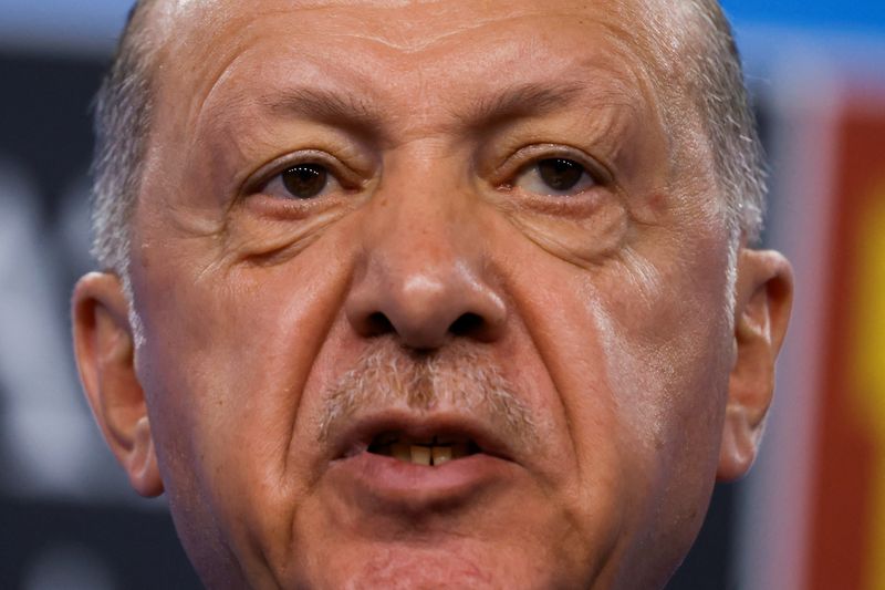 &copy; Reuters. الرئيس التركي رجب طيب أردوغان في مؤتمر صحفي في مدريد بإسبانيا في 30 يونيو حزيران 2022. تصوير إيف هرمان - رويترز.