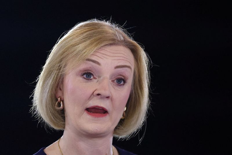 &copy; Reuters. FILE PHOTO: Conservative leadership candidate Liz Truss speaks as she is interviewed by British radio host Nick Ferrari during a hustings event, part of the Conservative party leadership campaign, in London, Britain August 31, 2022. REUTERS/Hannah McKay/F