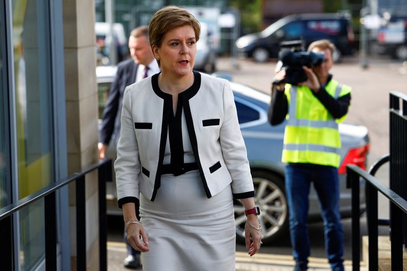 © Reuters. FILE PHOTO: Scotland's First Minister Nicola Sturgeon visits 