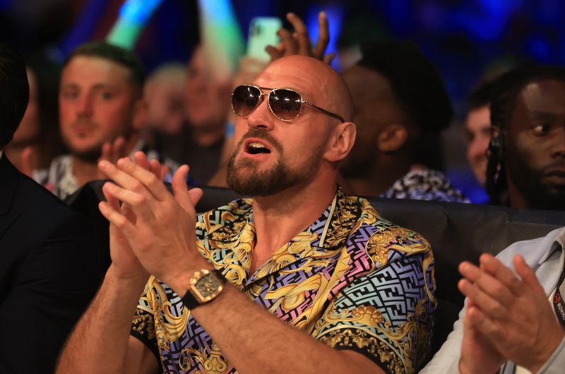 &copy; Reuters. Imagen de archivo del pugilista Tyson Fury en el público durante el combate entre los boxeadores Josh Kelly y Peter Kramer en el M&S Bank Arena de Liverpool, Reino Unido. 17 de junio, 2022. Action Images/Lee Smith/Archivo