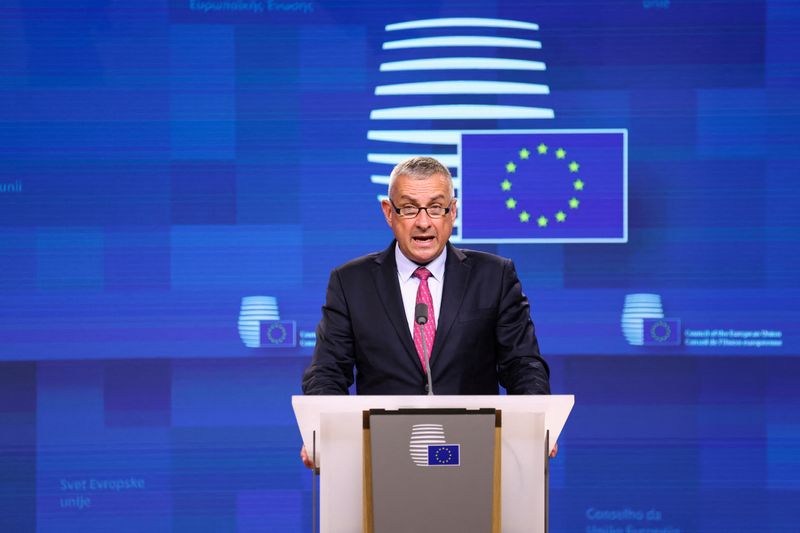 &copy; Reuters. Czech Minister of Industry and Trade Jozef Sikela gives a news conference during an extraordinary meeting of European Union energy ministers in Brussels, Belgium July 26, 2022. REUTERS/Johanna Geron