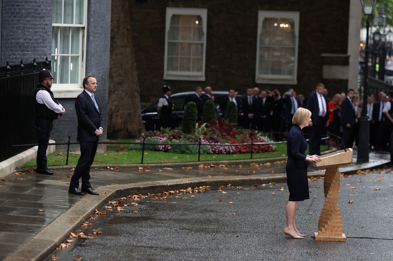 &copy; Reuters. New British Prime Minister Liz Truss delivers a speech outside Number 10 Downing Street, in London, Britain September 6, 2022. REUTERS/Phil Noble