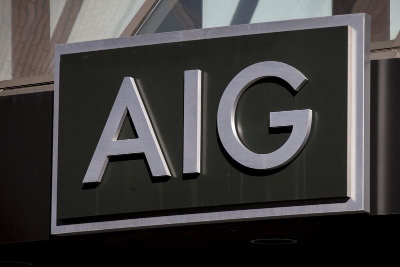 &copy; Reuters. The AIG logo is seen at its building in New York's financial district March 19, 2015.   REUTERS/Brendan McDermid