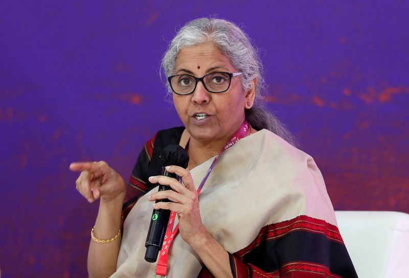 &copy; Reuters. Indian Finance Minister Nirmala Sitharaman speaks during a side event on the G20 Finance Ministers and Central Bank Governors Meeting in Nusa Dua, Bali, Indonesia, 14 July 2022. Made Nagi/Pool via REUTERS