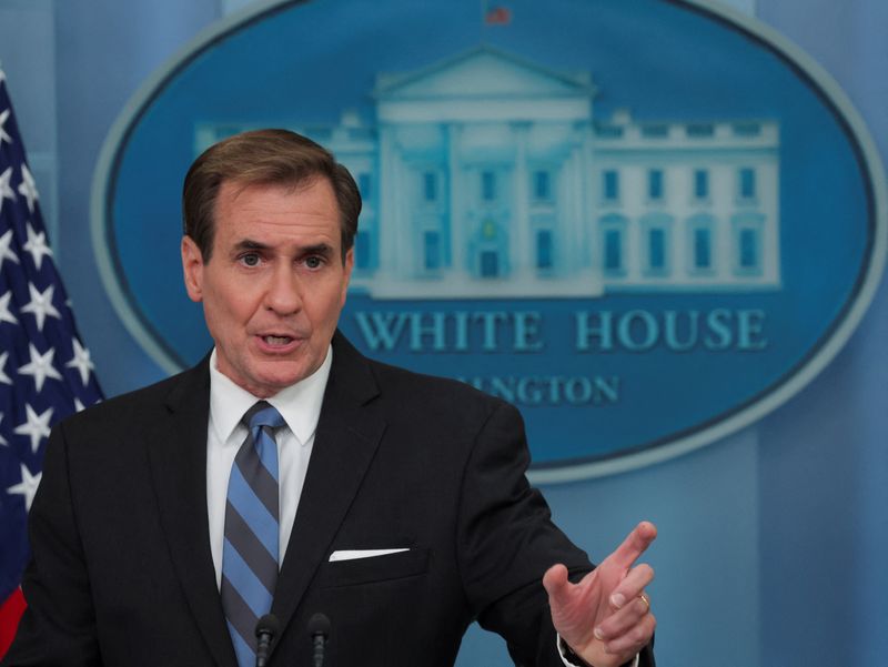 &copy; Reuters. FILE PHOTO: U.S. White House National Security Council Coordinator for Strategic Communications John Kirby answers questions about the conviction and sentencing of American WNBA basketball player Brittney Griner in a Russian court for drug smuggling, duri