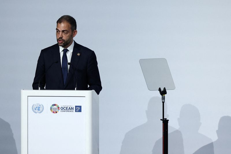 &copy; Reuters. FILE PHOTO: Portugal's Minister of Environment and Climate Action, Duarte Cordeiro speaks during the closing of 2022 UN Ocean Conference in Lisbon, Portugal, July 1, 2022. REUTERS/Rodrigo