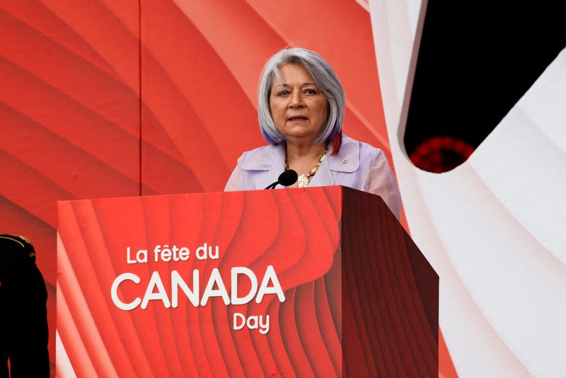 &copy; Reuters. الحاكمة العامة لكندا ماري سيمون تتحدث في احتفال بمناسبة يوم كندا في أوتاوا يوم الأول من يوليو تمو 2022. تصوير: بلير جابل - رويترز.