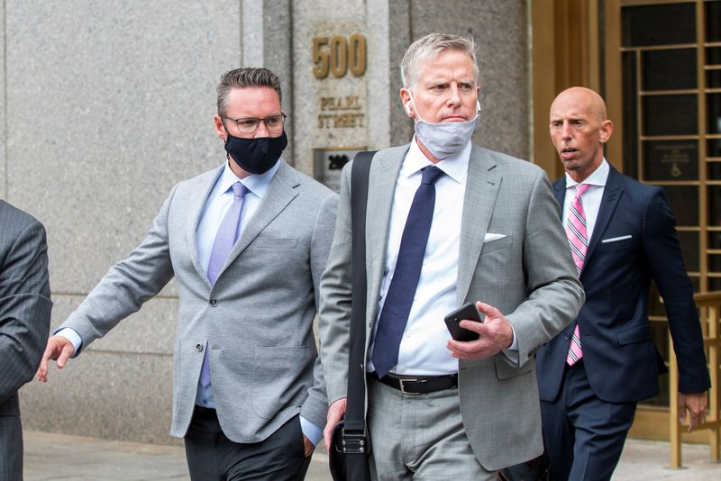 &copy; Reuters. Trevor Milton, founder and former-CEO of Nikola Corp., (L)  exits the Manhattan Federal Courthouse following an appearance in New York City, U.S., July 29, 2021.  REUTERS/Eduardo Munoz