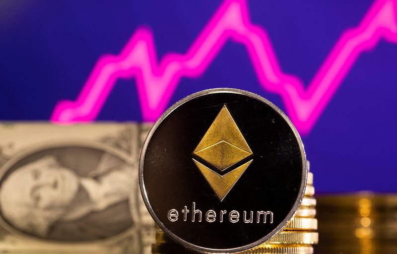 &copy; Reuters. A representations of cryptocurrency Ethereum is seen in front of a stock graph and U.S. dollar in this illustration taken, January 24, 2022. REUTERS/Dado Ruvic/Illustration/File Photo