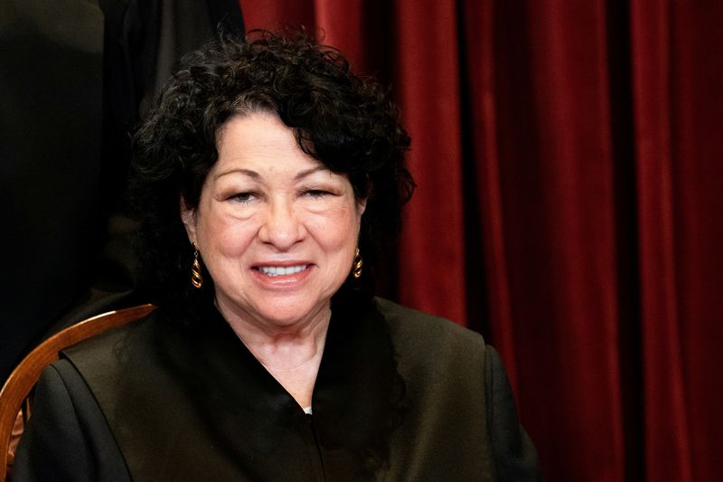 &copy; Reuters. FILE PHOTO: Associate Justice Sonia Sotomayor poses during a group photo of the Justices at the Supreme Court in Washington, U.S., April 23, 2021. Erin Schaff/Pool via REUTERS/File Photo