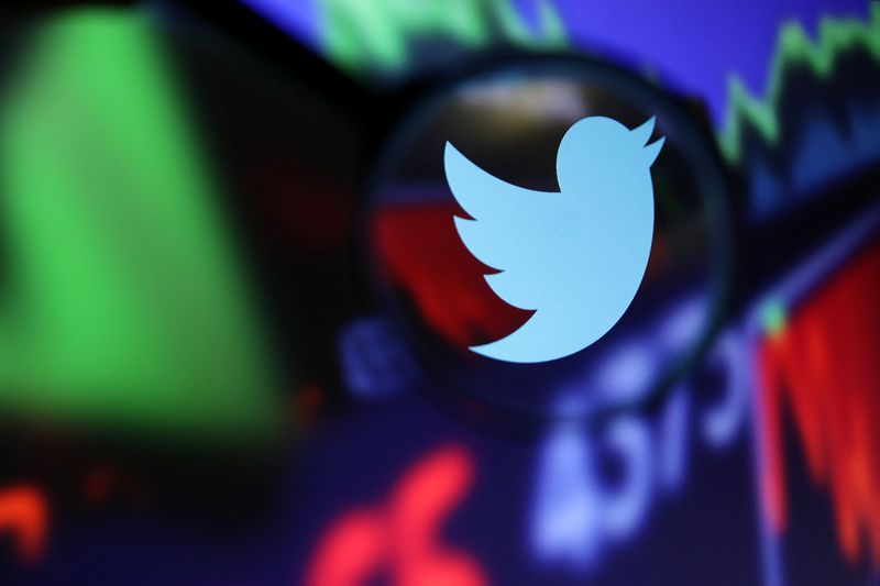 &copy; Reuters. Twitter logo and stock graph are seen through a magnifier displayed in this illustration taken September 4, 2022. REUTERS/Dado Ruvic/Illustration